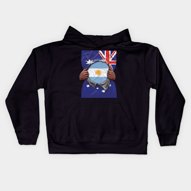 Argentina Flag Australian Flag Ripped Open - Gift for Argentinian From Argentina Kids Hoodie by Country Flags